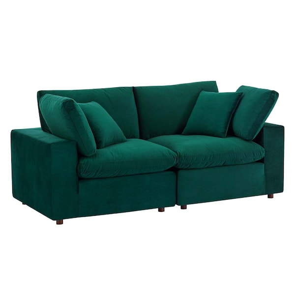 Modway Furniture Commix Down Filled Overstuffed Performance Velvet Loveseat, Green - EEI-4816-GRN