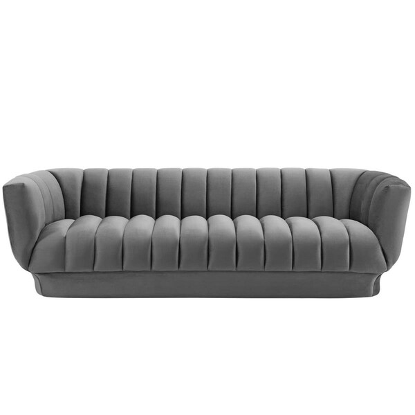 Modway Furniture Entertain Vertical Channel Tufted Performance Velvet Sofa, Gray - EEI-3351-GRY