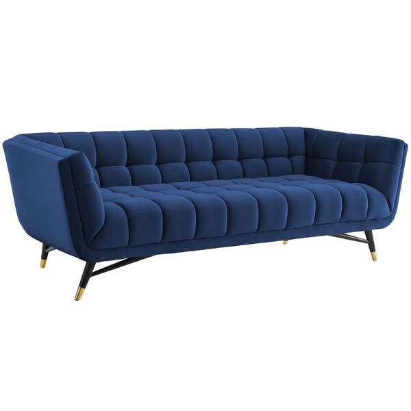 Modway Furniture Adept Upholstered Velvet Sofa - Midnight Blue, 28.5 x 36.5 x 90 in. - EEI-3059-MID