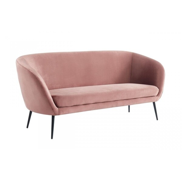 Homeroots 75 in. Three Person Standard Metal Legs Sofa, Coral - 480909