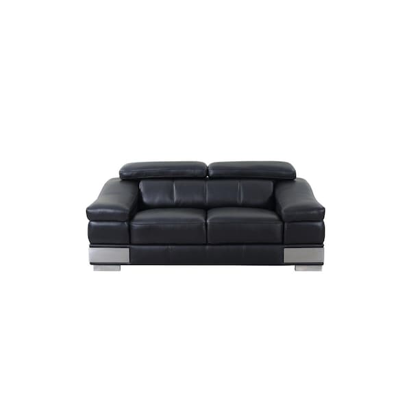 Kd Estanteria Modern Leather Loveseat, Black - 31-39 in. - KD3092227