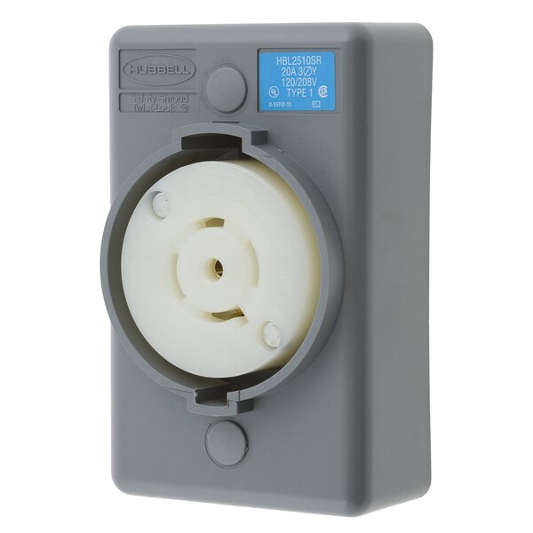 Hubbell 20A Locking Receptacle 4P 5W 120/208VAC L21-20R GY - HBL2510SR