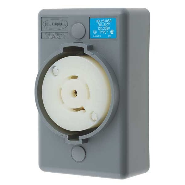Hubbell 20A Locking Receptacle 4P 5W 120/208VAC L21-20R GY - HBL2510SR