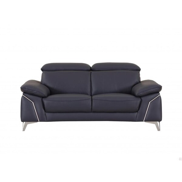 Homeroots 68 x 41 x 39 in. Modern Navy Leather Sofa & Loveseat - 343869