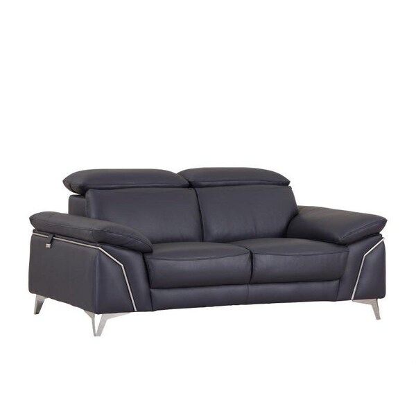 Homeroots 68 x 41 x 39 in. Modern Navy Leather Sofa & Loveseat - 343869