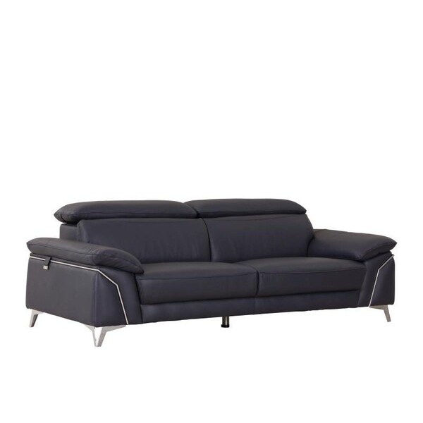 Homeroots 68 x 41 x 39 in. Modern Navy Leather Sofa & Loveseat - 343869