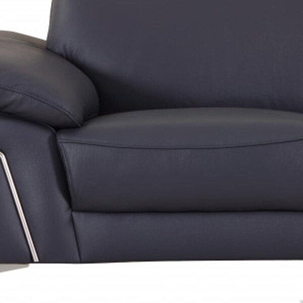 Homeroots 68 x 41 x 39 in. Modern Navy Leather Sofa & Loveseat - 343869