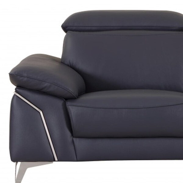 Homeroots 68 x 41 x 39 in. Modern Navy Leather Sofa & Loveseat - 343869