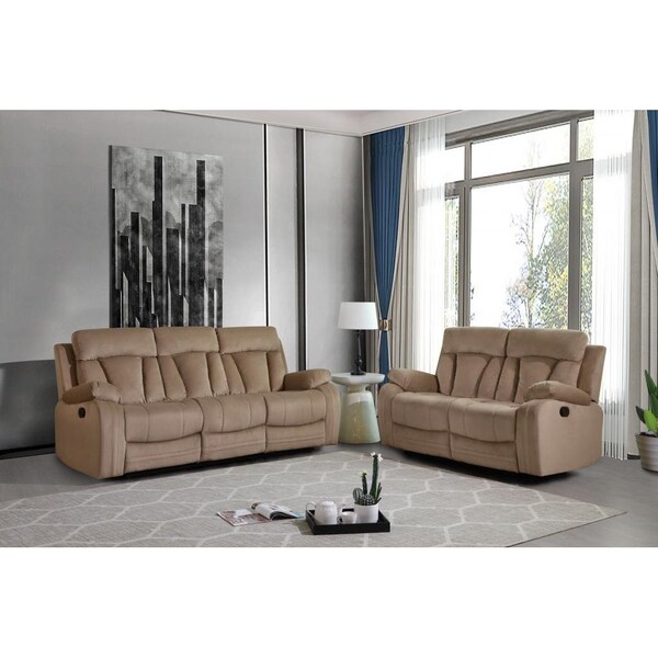 Homeroots 63 x 38 x 40 in. Modern Beige Leather Sofa & Loveseat - 343893