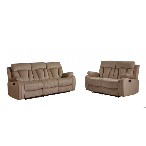 Homeroots 63 x 38 x 40 in. Modern Beige Leather Sofa & Loveseat - 343893