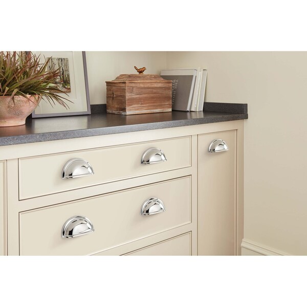 Amerock Cup Pulls 3 in 76 mm Center-to-Center Polished Chrome Cabinet Cup Pull - BP5301026
