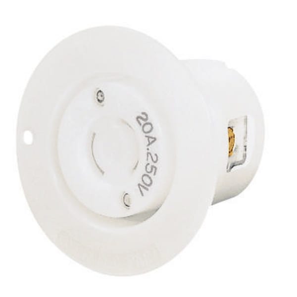 Bryant Locking Devices, Flanged Receptacle, 20A 250V, 2- Pole 2-Wire Non-Grounding, Non-NEMA, Black - 8809ER