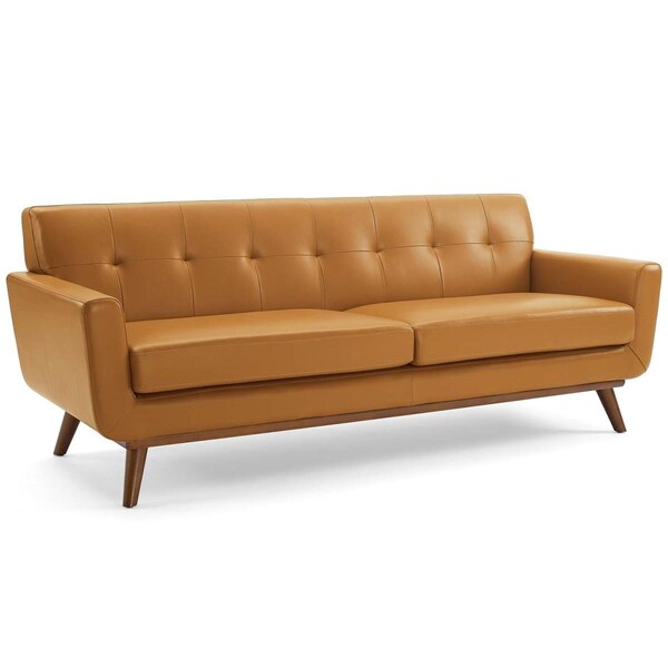 Modway Furniture Engage Top-Grain Leather Living Room Lounge Sofa Tan - EEI-3733-TAN