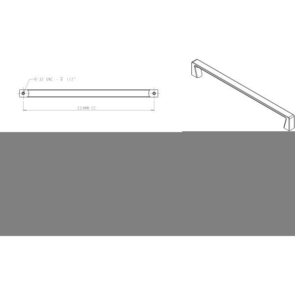 Jeffrey Alexander 224 mm Center-to-Center Matte Black Square Boswell Cabinet Pull - 177-224MB