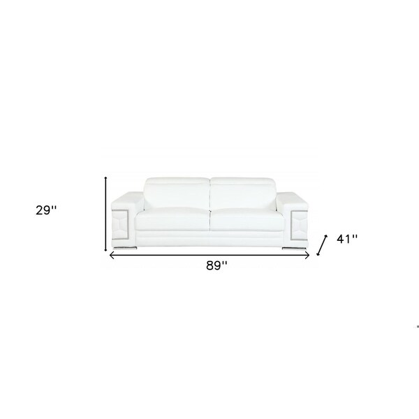Homeroots HomeRoots 329593 89 in. Sturdy White Leather Sofa - 329593