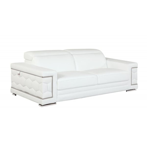 Homeroots HomeRoots 329593 89 in. Sturdy White Leather Sofa - 329593