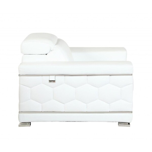 Homeroots HomeRoots 329593 89 in. Sturdy White Leather Sofa - 329593