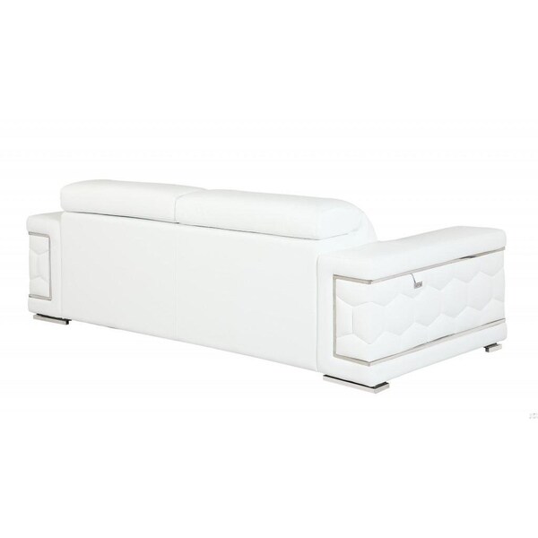 Homeroots HomeRoots 329593 89 in. Sturdy White Leather Sofa - 329593