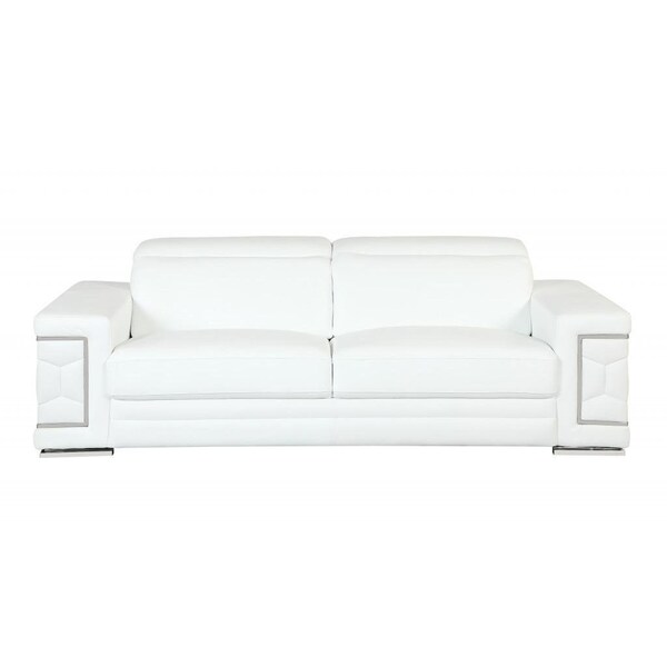 Homeroots HomeRoots 329593 89 in. Sturdy White Leather Sofa - 329593