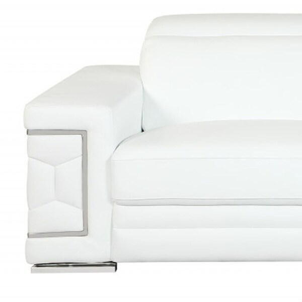 Homeroots HomeRoots 329593 89 in. Sturdy White Leather Sofa - 329593