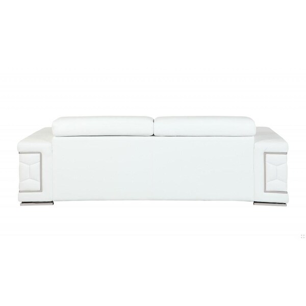 Homeroots HomeRoots 329593 89 in. Sturdy White Leather Sofa - 329593