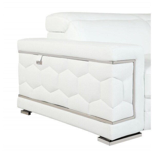 Homeroots HomeRoots 329593 89 in. Sturdy White Leather Sofa - 329593