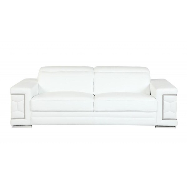 Homeroots HomeRoots 329593 89 in. Sturdy White Leather Sofa - 329593