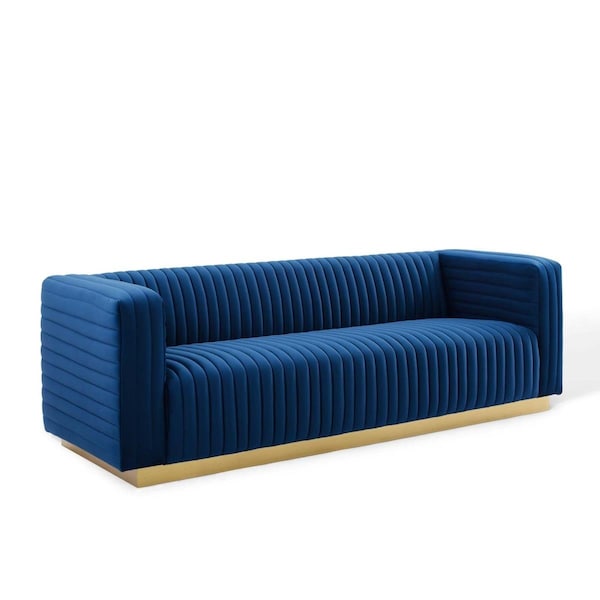 Modway Furniture Charisma Channel Tufted Performance Velvet Living Room Sofa Navy - EEI-3886-NAV