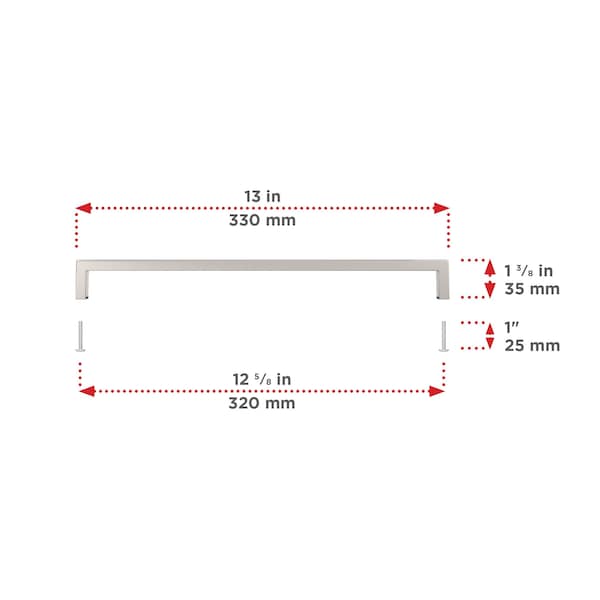 Richelieu Lambton Collection 12 5/8-inch (320 mm) Polished Nickel Modern Rectangular Cabinet Pull - BP873320180