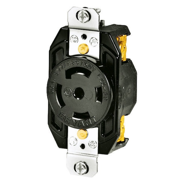 Bryant Locking Device, Flush, 30A 3-Phase Wye 277/480V AC, 4-Pole 5-Wire Grndng, L22-30R, Screw Terminal - 72230FR