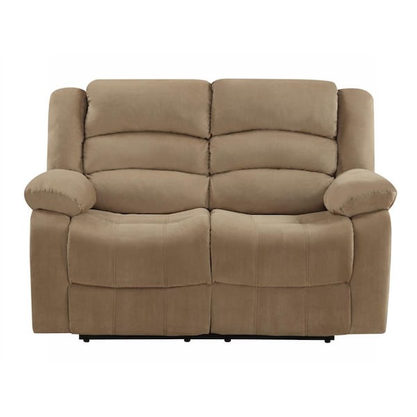 Homeroots 40 in. Contemporary Beige Fabric Loveseat - 329372