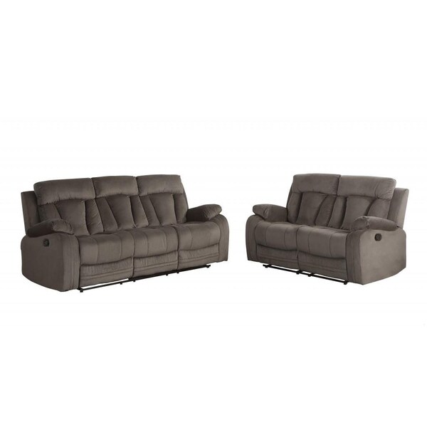 Homeroots 84 x 38 x 40 in. Modern Brown Leather Sofa & Loveseat - 343892