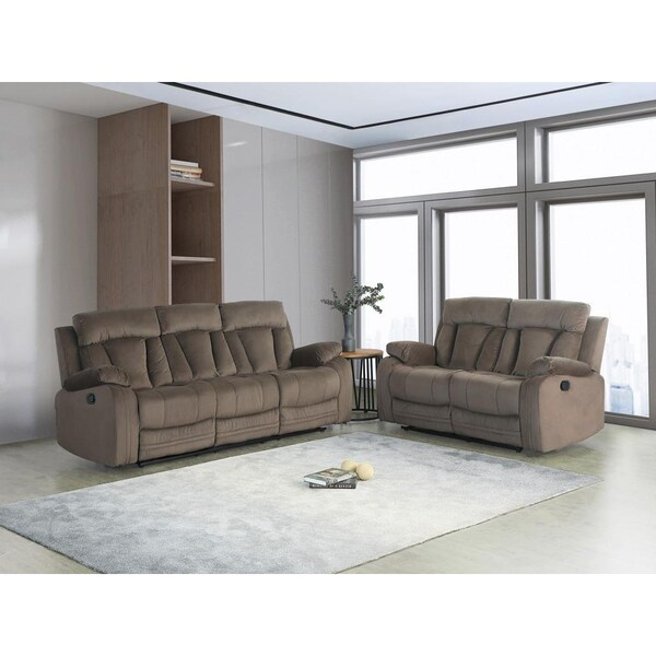 Homeroots 84 x 38 x 40 in. Modern Brown Leather Sofa & Loveseat - 343892