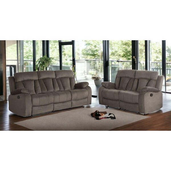 Homeroots 84 x 38 x 40 in. Modern Brown Leather Sofa & Loveseat - 343892