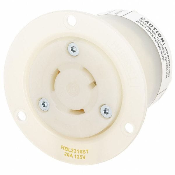Hubbell Twist-Lock®, EdgeConnect™, Flanged Receptacle, 20A 125V, L5-20R, Screwless Terminal - HBL2316ST