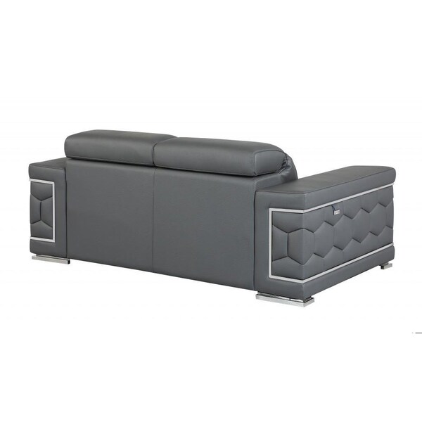 Homeroots Dark Gray Sturdy Leather Loveseat29 x 71 x 41 in. - 329590
