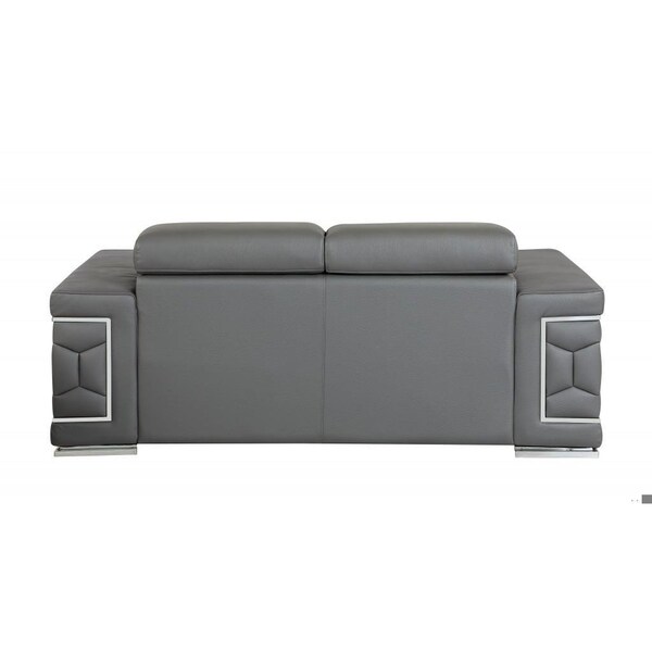 Homeroots Dark Gray Sturdy Leather Loveseat29 x 71 x 41 in. - 329590