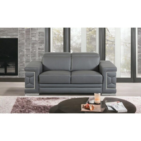 Homeroots Dark Gray Sturdy Leather Loveseat29 x 71 x 41 in. - 329590