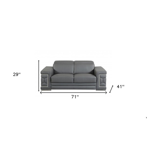 Homeroots Dark Gray Sturdy Leather Loveseat29 x 71 x 41 in. - 329590