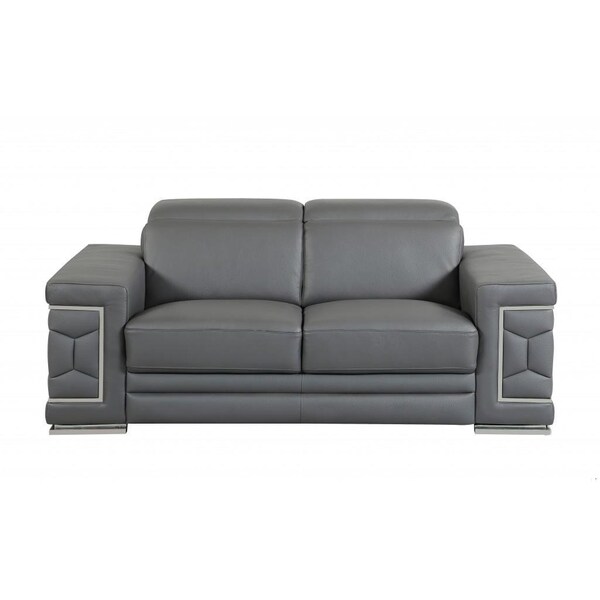 Homeroots Dark Gray Sturdy Leather Loveseat29 x 71 x 41 in. - 329590