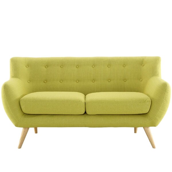 Primewir Remark Loveseat in Tufted Wheatgrass Fabric with Natural Finish Wood Legs - EEI-1632-WHE