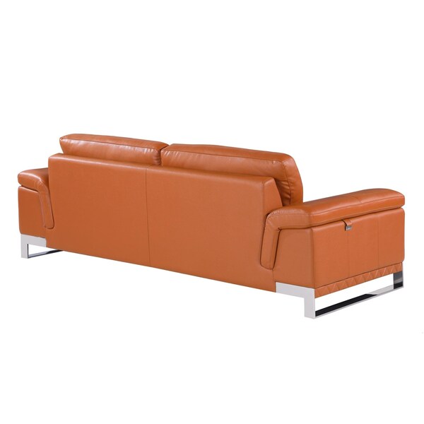 Homeroots 73 x 39 x 32 in. Modern Camel Leather Sofa & Loveseat - 343882