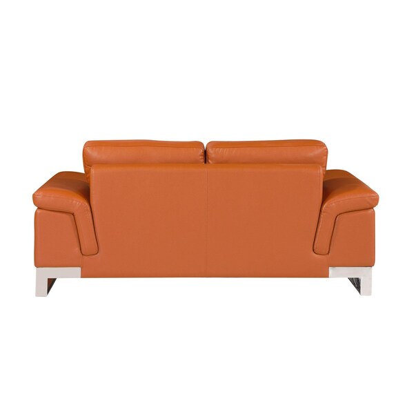 Homeroots 73 x 39 x 32 in. Modern Camel Leather Sofa & Loveseat - 343882