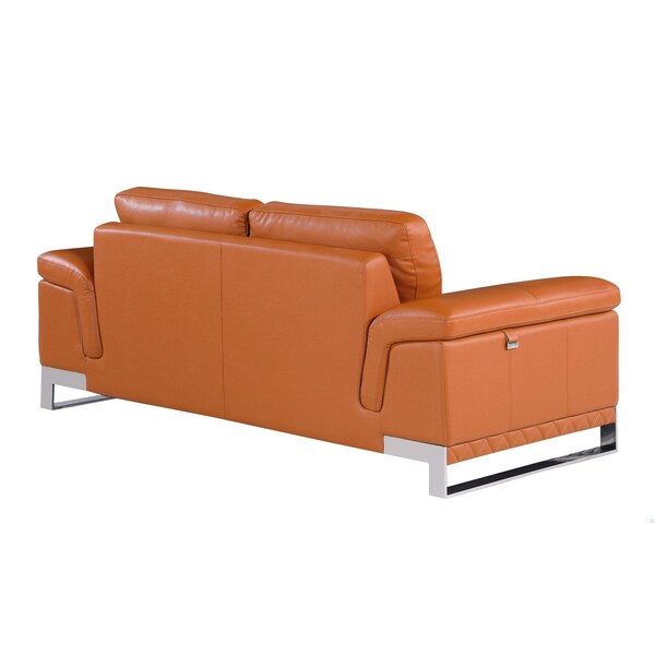 Homeroots 73 x 39 x 32 in. Modern Camel Leather Sofa & Loveseat - 343882