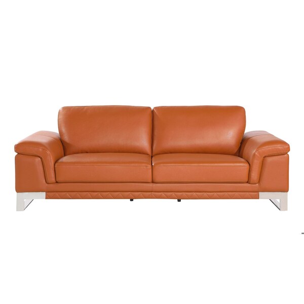 Homeroots 73 x 39 x 32 in. Modern Camel Leather Sofa & Loveseat - 343882