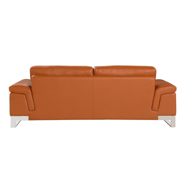 Homeroots 73 x 39 x 32 in. Modern Camel Leather Sofa & Loveseat - 343882