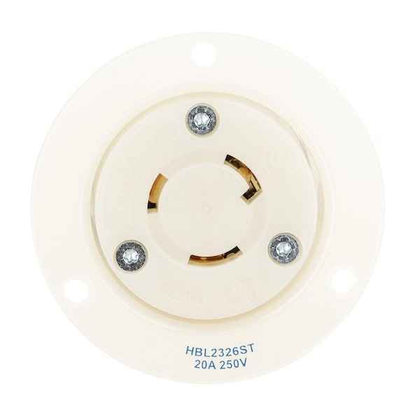Hubbell Twist-Lock®, EdgeConnect™, Flanged Receptacle, 20A 250V, L6-20R, Screwless Terminal - HBL2326ST