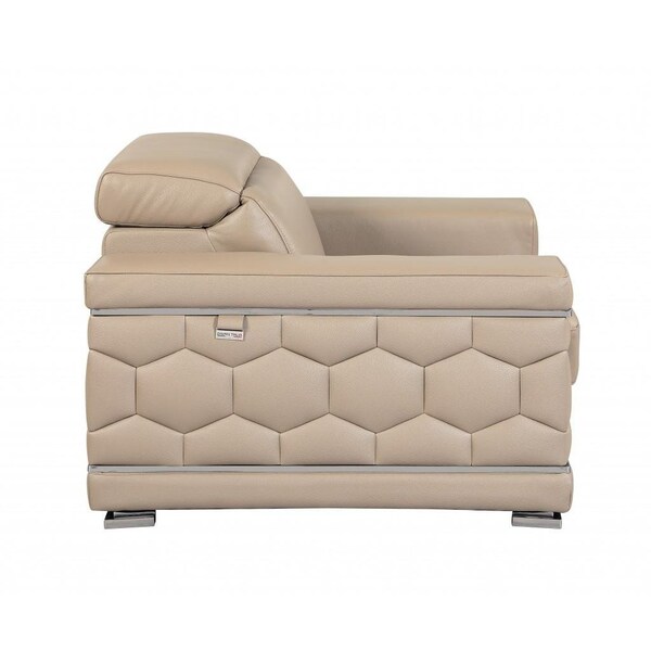 Homeroots 29-38 in. Modern Beige Leather Sofa - 329718