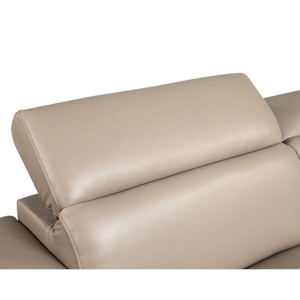Homeroots 29-38 in. Modern Beige Leather Sofa - 329718
