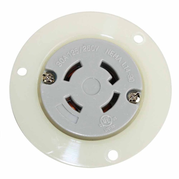 Superior Electric Twist Lock Receptacle Flange 3-Pole 4-Wire 30A 125/250V NEMA L14-30R - YGF043F